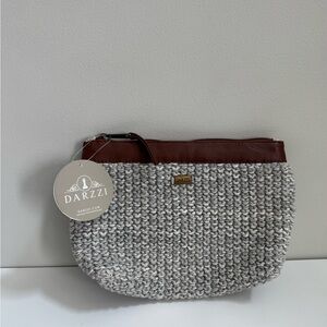 Darzzi Moss Knit Natural Grey Travel or Cosmetic Pouch with Waterproof Lining